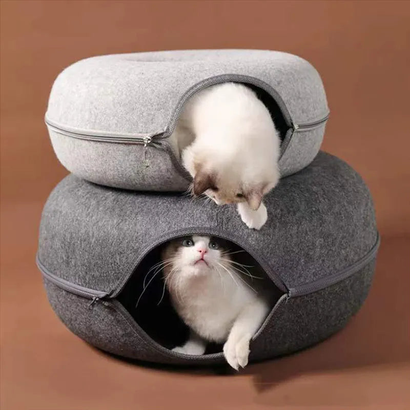 Premium Felt Cat Cave & Tunnel - Perfect For Play & Sleep